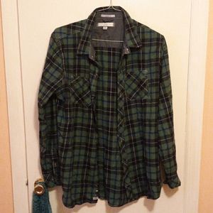 Green Classic Fit Flannel Shirt